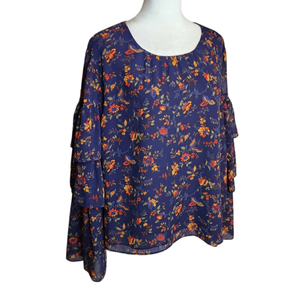 Madewell Climbing Vine Floral Tiered Sleeve Top Size XL - Picture 3 of 8